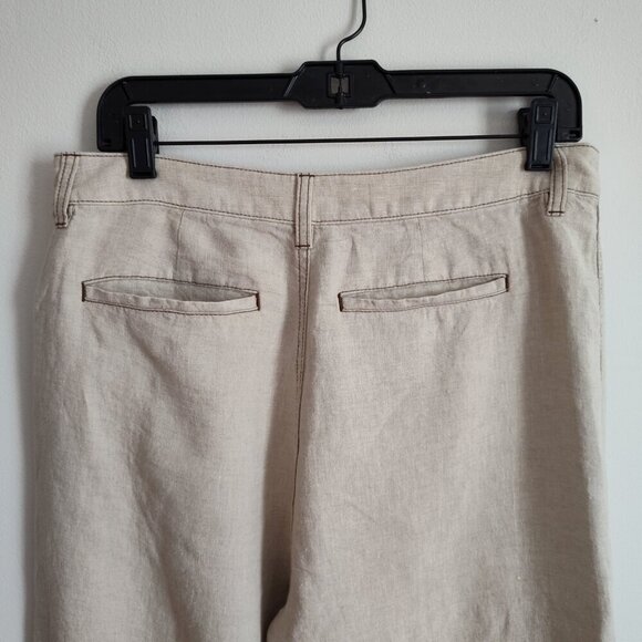 Ladies SZ 8 Madwell Oat Linen Flare-Leg Pant - Picture 4 of 5